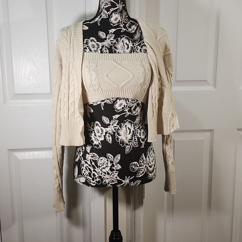 Forever 21 Beige Cable Knit Tube Top And Sweater Set M - Picture 3 of 10